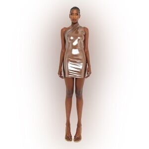 Cou coo GAGNON DRESS - LUCKY PENNY Brown Metallic- Size Medium